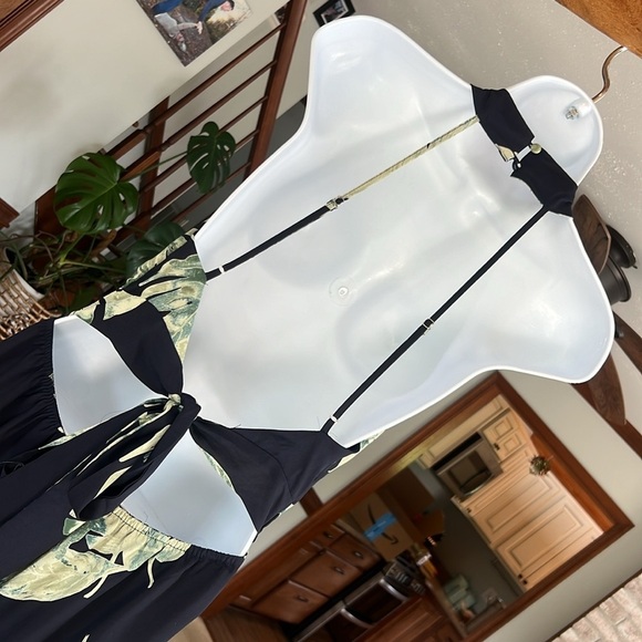 Fab’rik Size Small Palm Maxi with Faux Attached Wrap and open Sexy Back Tie - Picture 11 of 17